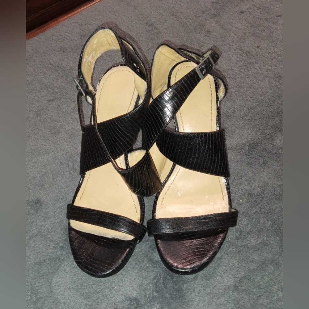 Nine West Black Strappy Heels